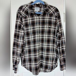 Lucky Brand Mens Western  Flannel Button Down Shirt Size L